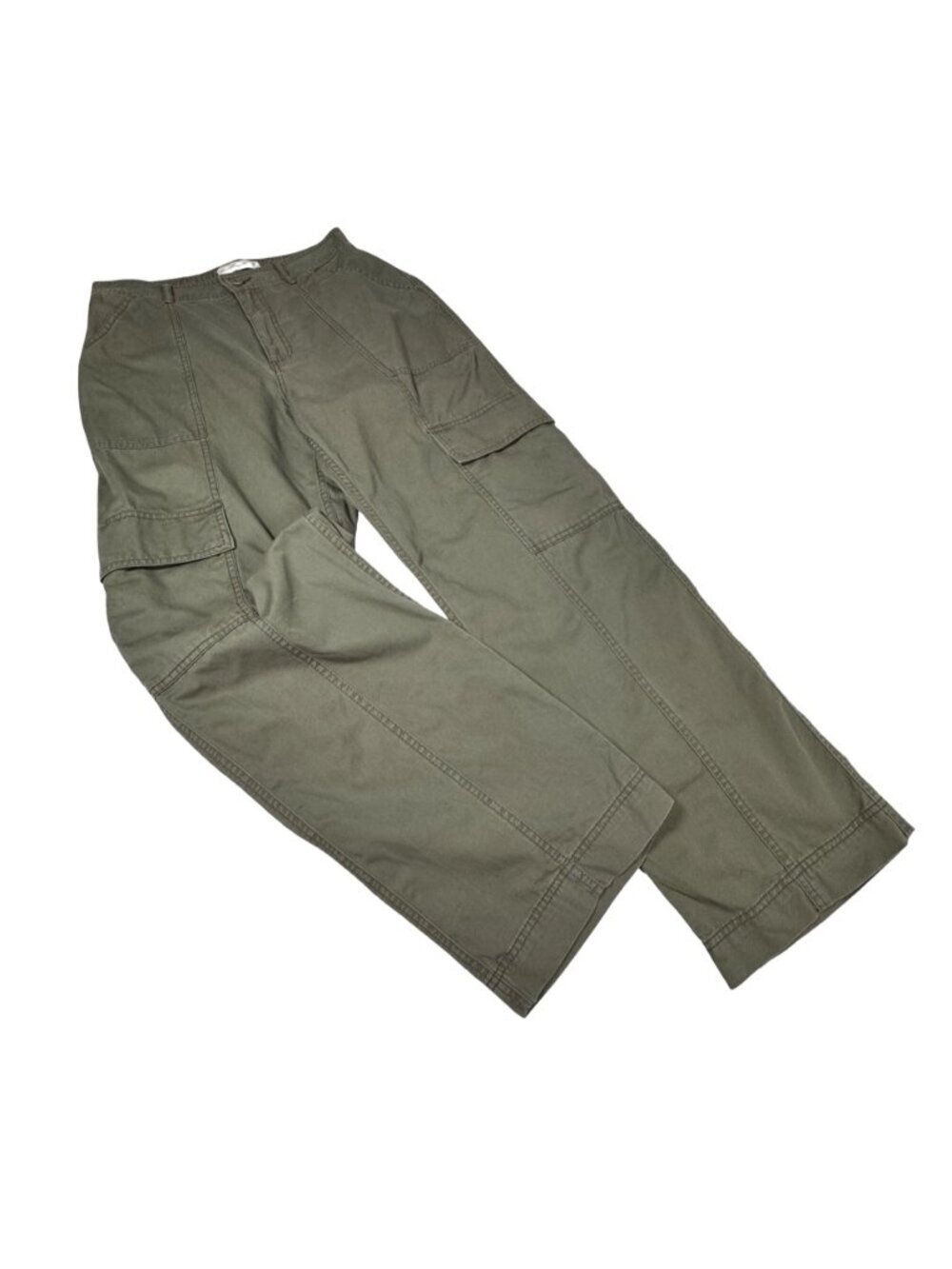 Abercrombie Fitch Womens Cargo Pants Sz 10 Olive High Rise Relaxed - Picture 3 of 15